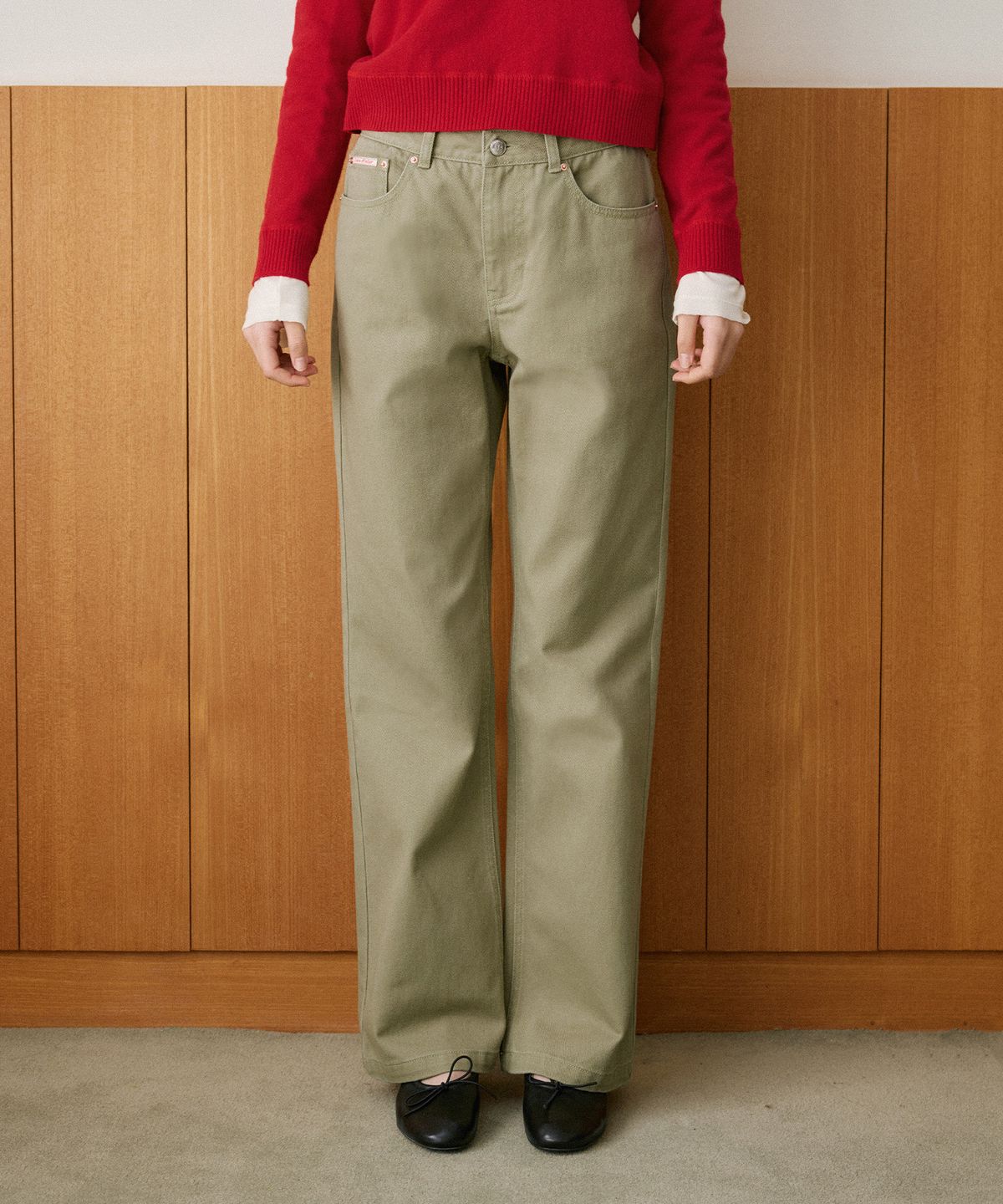 반원 아틀리에(VANONE ATELIER) P3282 워시드 스트레이트 팬츠_Light khaki
