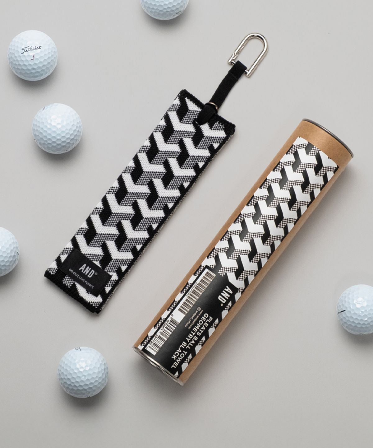 앤드 골프(AND GOLF) Pleats Ball Towel Geometry Black