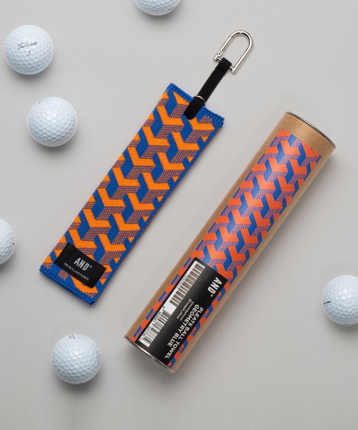 앤드 골프(AND GOLF) Pleats Ball Towel Geometry Blue