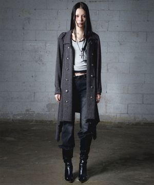 Double Button Jersey Cardigan (CHACOAL)