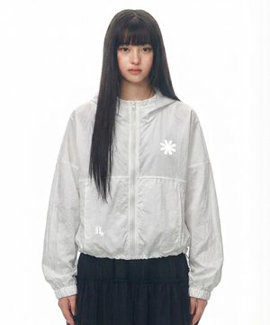 심볼 로고 후드 윈드브레이커 점퍼_화이트