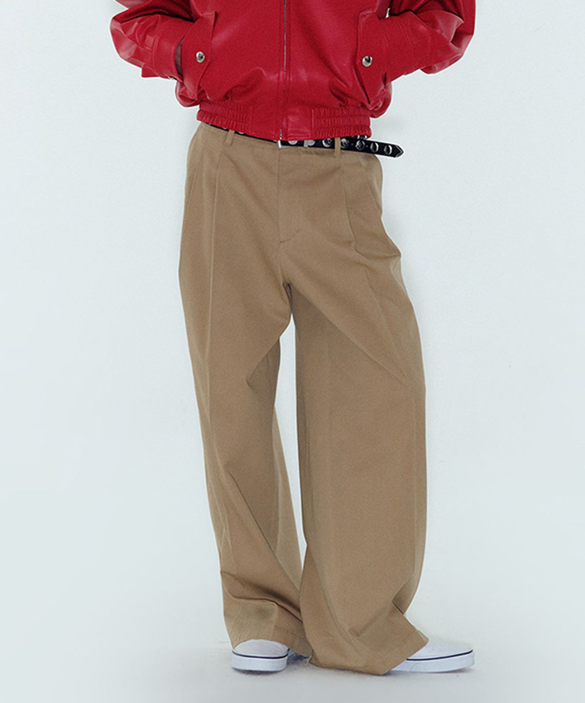 노이스(NOICE) COTTON TAILORED STRAIGHT PANTS - BEIGE