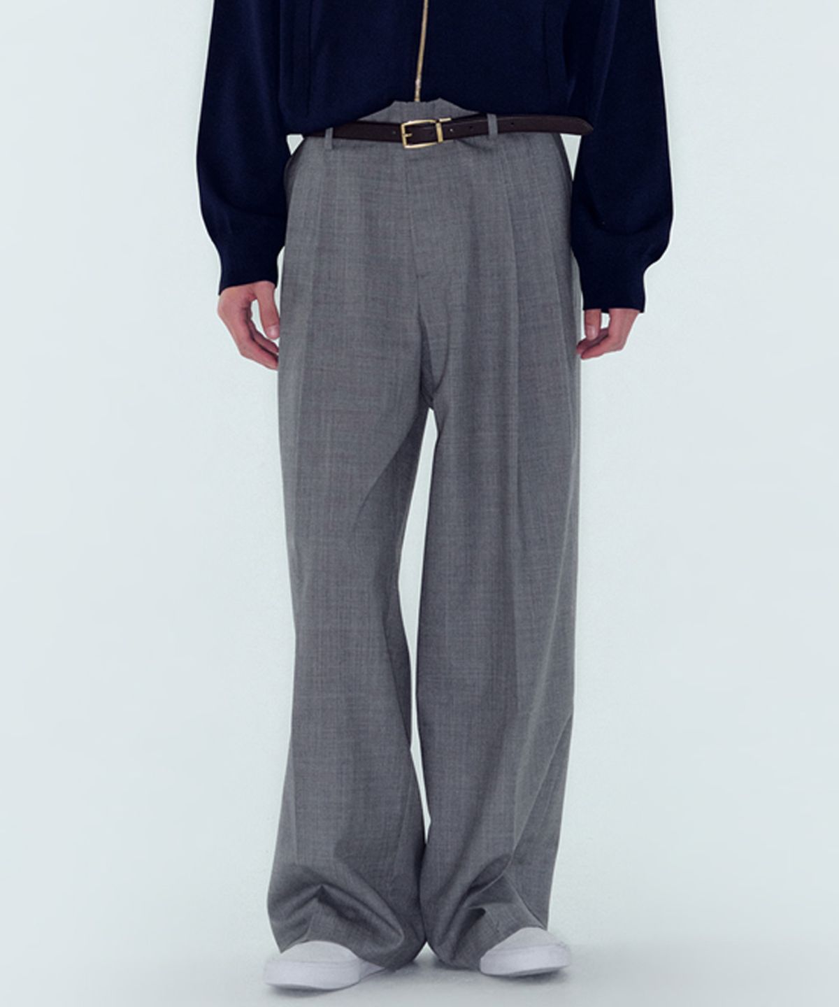 노이스(NOICE) VERANO WOOL TAILORED STRAIGHT PANTS - GRAY