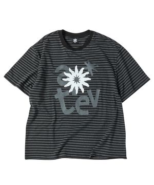 팔레트 플라워 스트라이프 반팔티 블랙