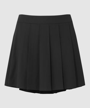 여성 우븐 플리츠 스커트 - 블랙 QR122ESK32