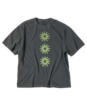 트리플 플라워 피그먼트 반팔티 블랙 차콜