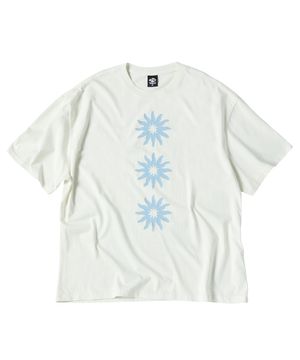 트리플 플라워 피그먼트 반팔티 크림