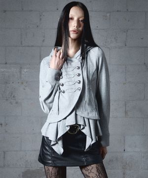 Layered Napoleon Hood Jacket (MELANGE GREY)