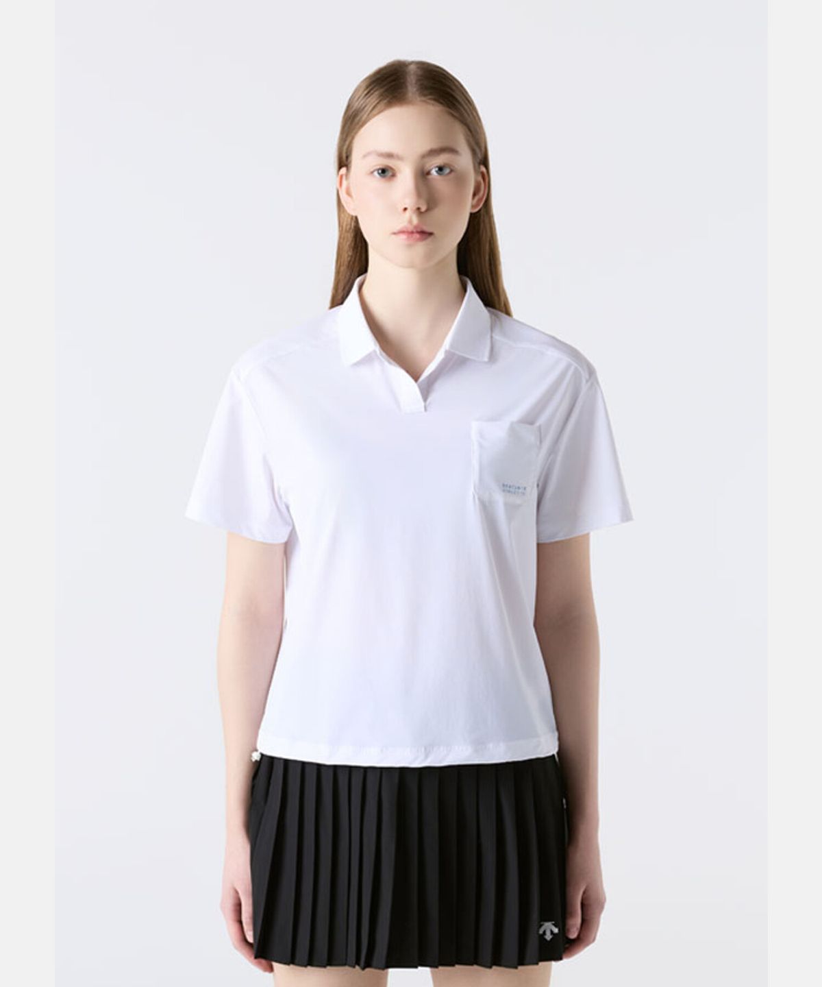 데상트(DESCENTE) 우먼스 쿨링 우븐 폴로 반팔 티셔츠 화이트 SR122PPS31