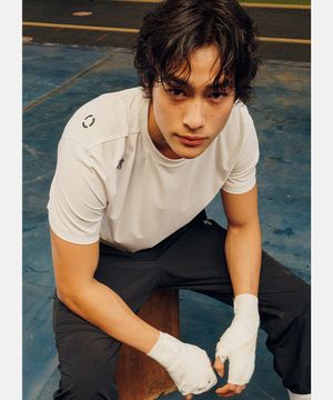 [홍태준 착용] 러닝 소프트 폴리 반팔 티셔츠 크림 SR223RTS43