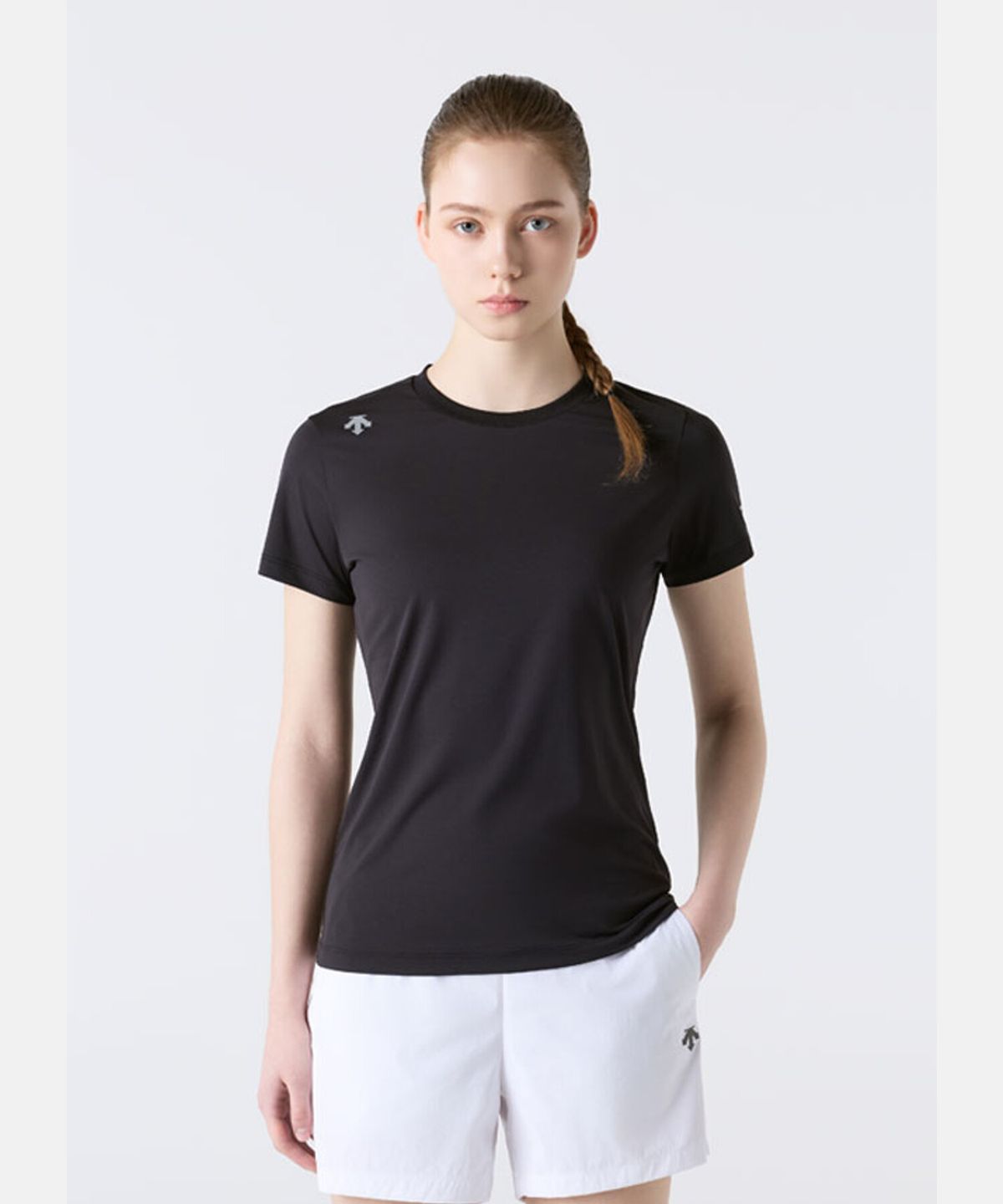 데상트(DESCENTE) 러닝 소프트 폴리 반팔 티셔츠 블랙 SR223RTS43