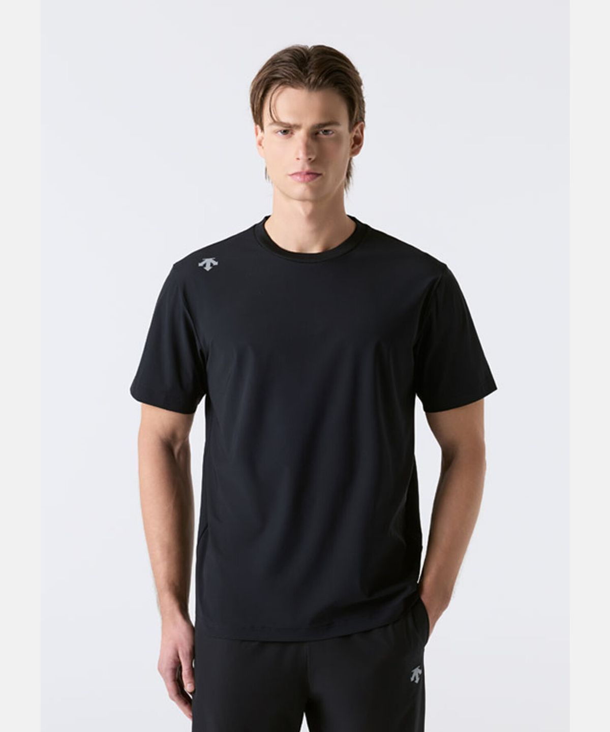 데상트(DESCENTE) 러닝 트리코트 반팔 티셔츠 블랙 SR223RTS44