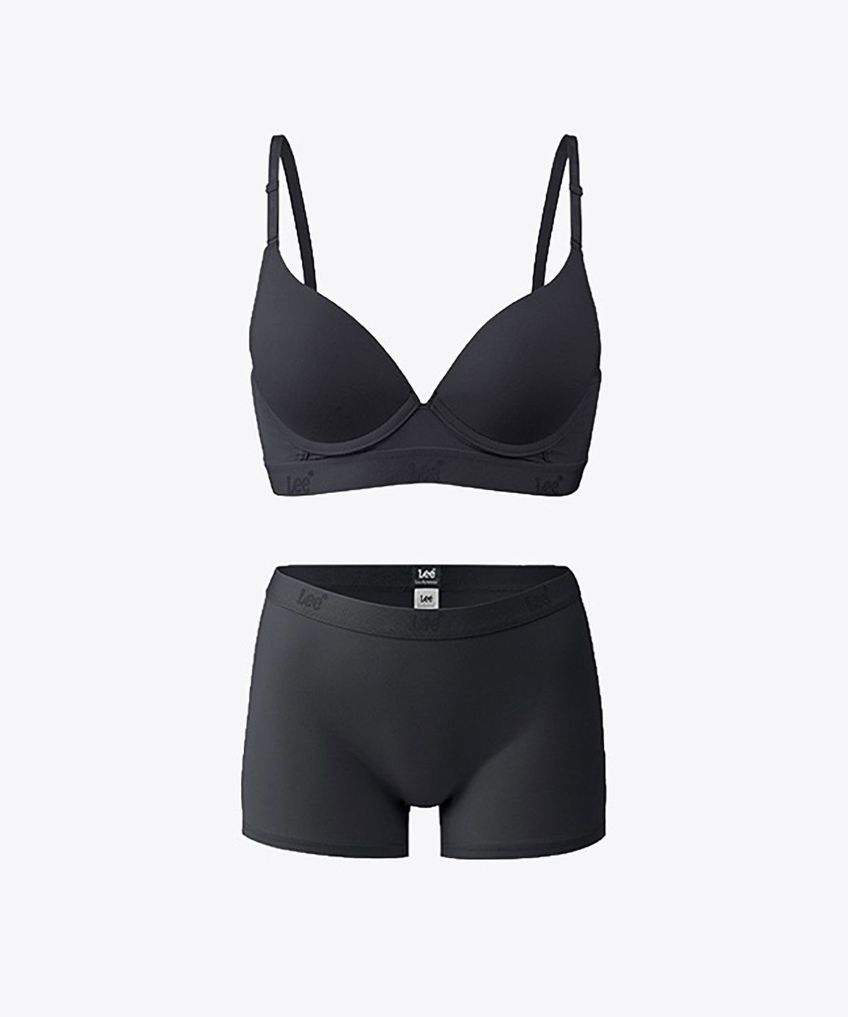 리 바디웨어(LEE BODYWEAR) 럭스 실키 터치 와이어 브라 보이쇼츠 세트_그레이