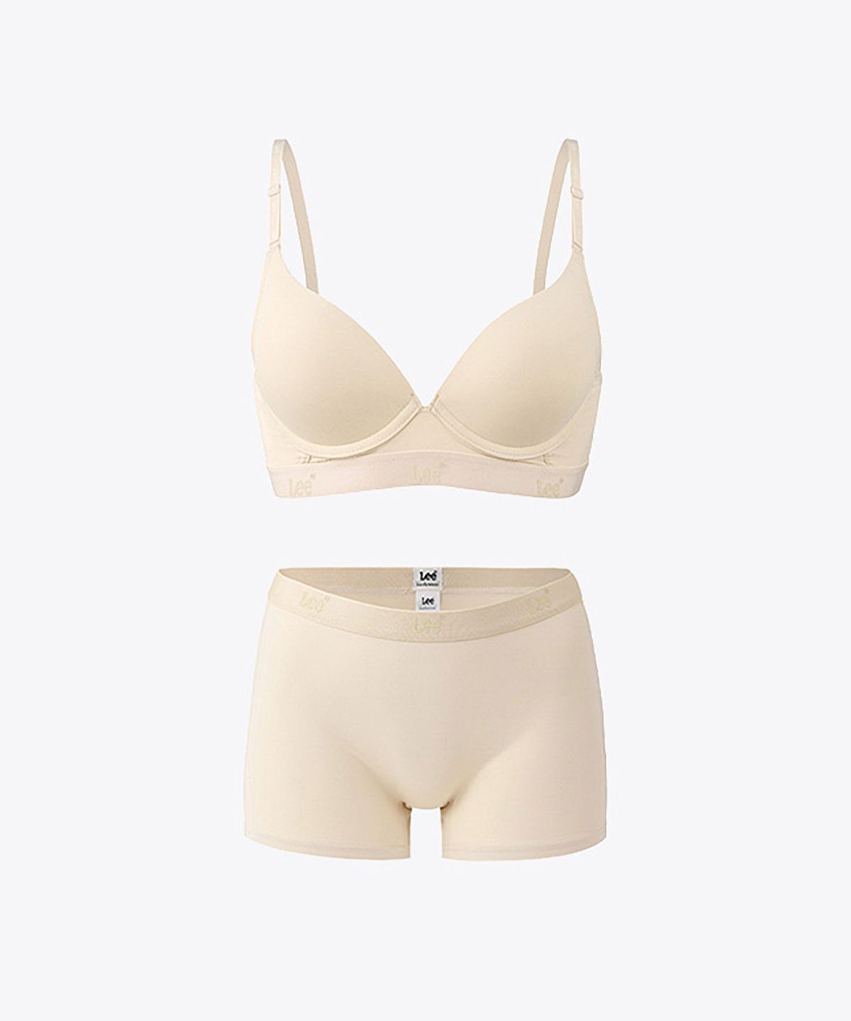 리 바디웨어(LEE BODYWEAR) 럭스 실키 터치 와이어 브라 보이쇼츠 세트_베이지