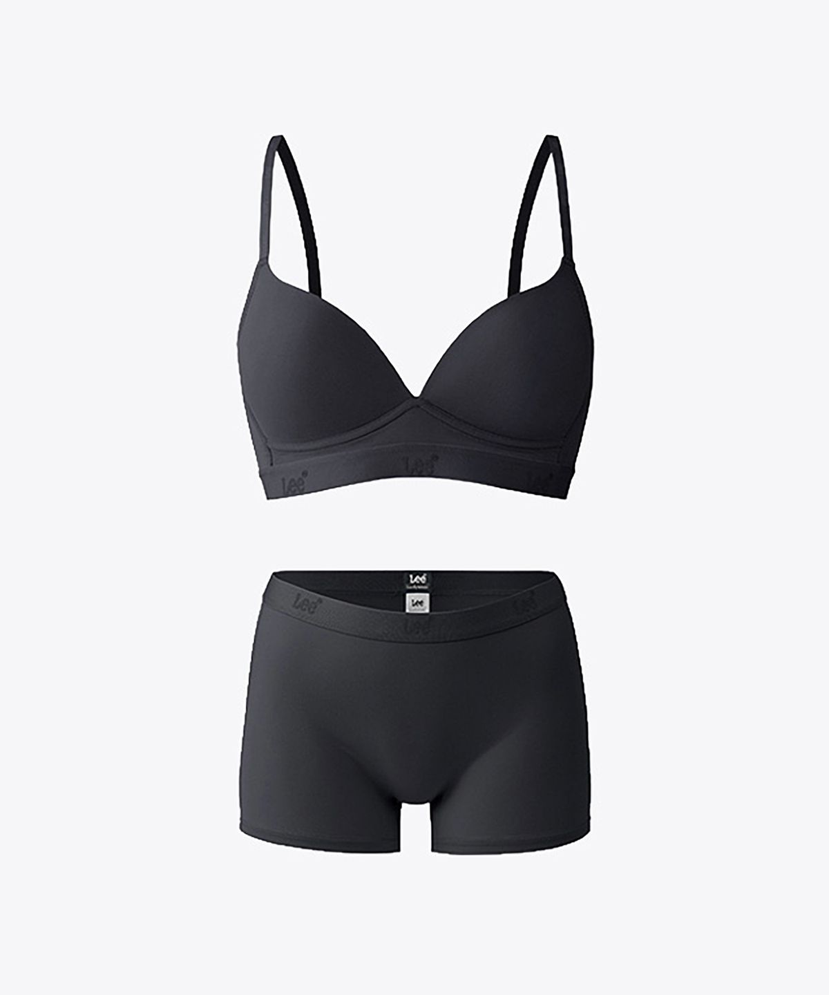 리 바디웨어(LEE BODYWEAR) 럭스 실키 터치 노와이어 브라 보이쇼츠 세트_그레이