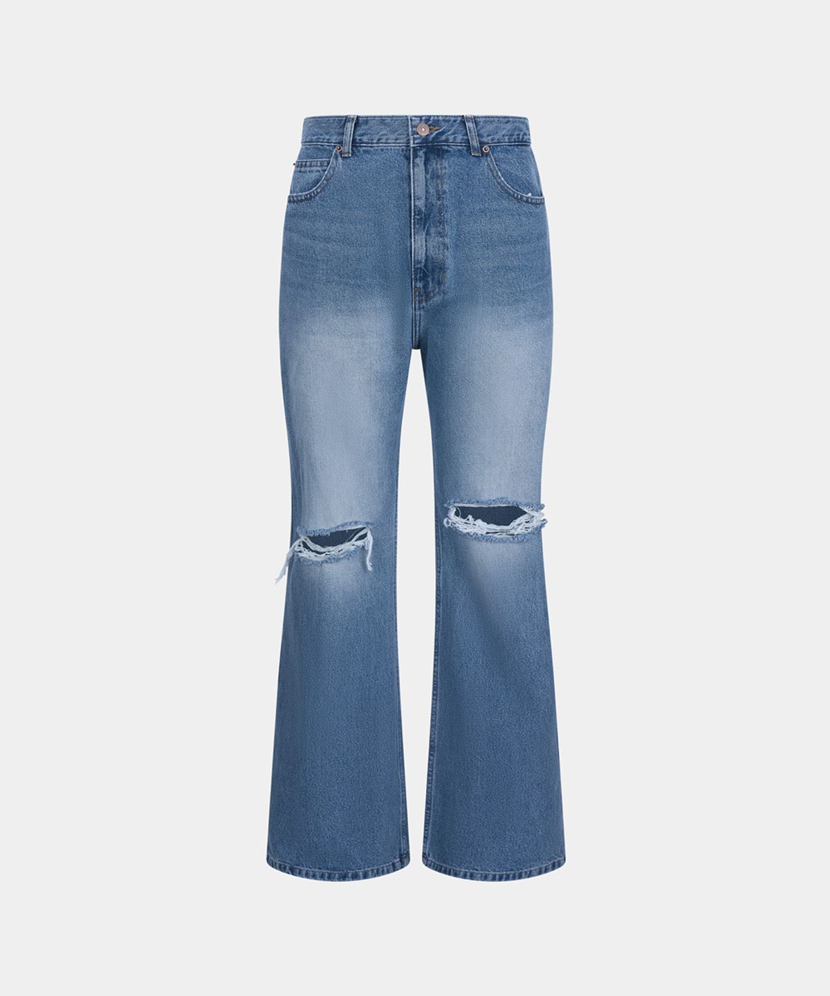 노이스(NOICE) M DESTROYED FLARED JEANS - BLUE