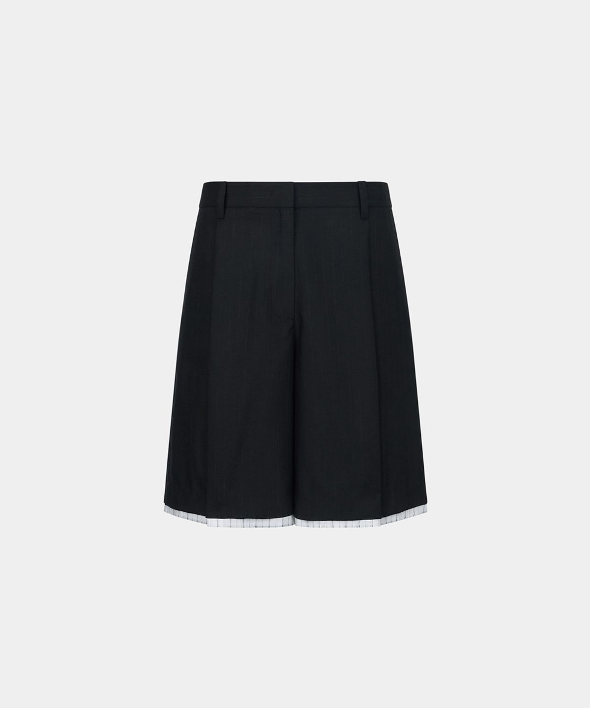 노이스(NOICE) M STRIPED LAYERED VERANO WOOL SHORTS - BLACK