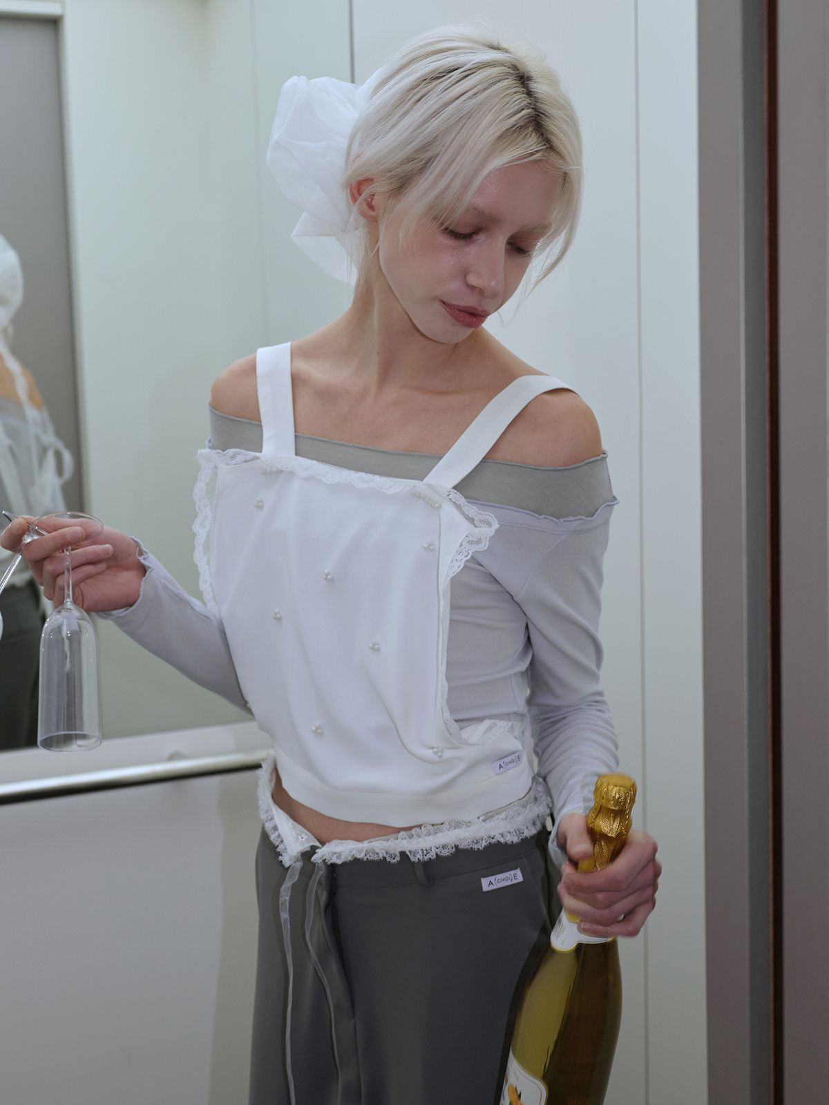 최에(CHOIAE) Aurora Apron Bustier - Ivory