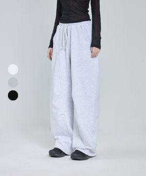 [사계절or기모or여름버전] 87-STAN280 커브드 절개 턱 와이드 루즈핏 스웻팬츠 (3color)