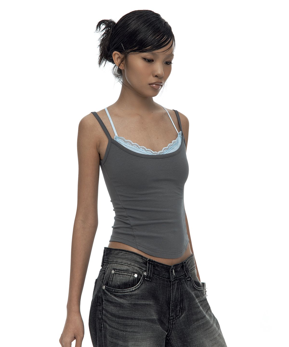 카시코(KASHIKO) Nessa Lace Top Gray