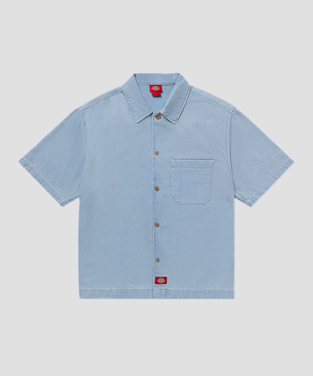 디키즈(DICKIES) 오버핏 포켓 데님 셔츠 Fog Blue