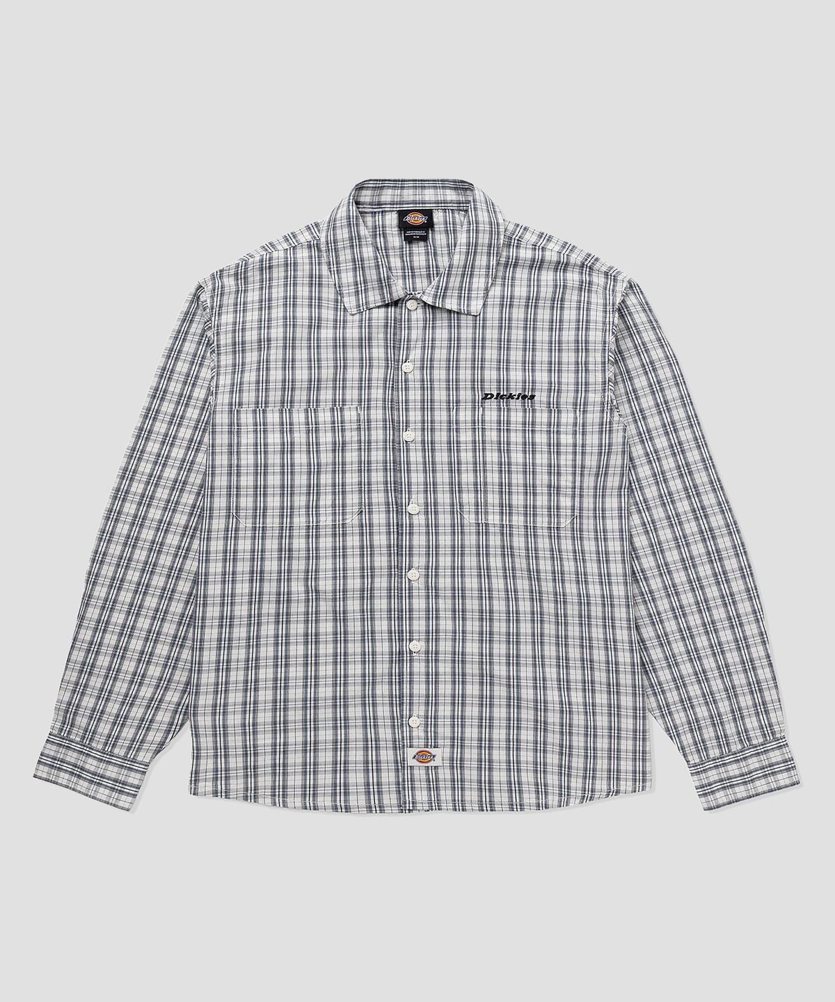 디키즈(DICKIES) 웰스빌 포플린 체크 셔츠 Egret