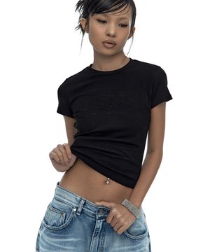 Embossed Baby Tee Black