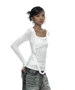 Drape Asymmetric Long Sleeve White