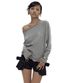 Embossed Hem Long Sleeve Gray