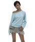Embossed Hem Long Sleeve Sky Blue