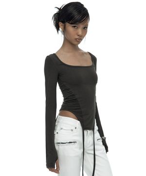 Slinky Shirring Bodysuit Khaki