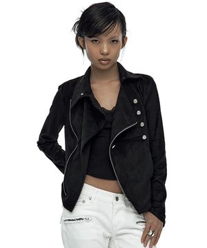 Asymmetric Zip Napoleon Jacket Black