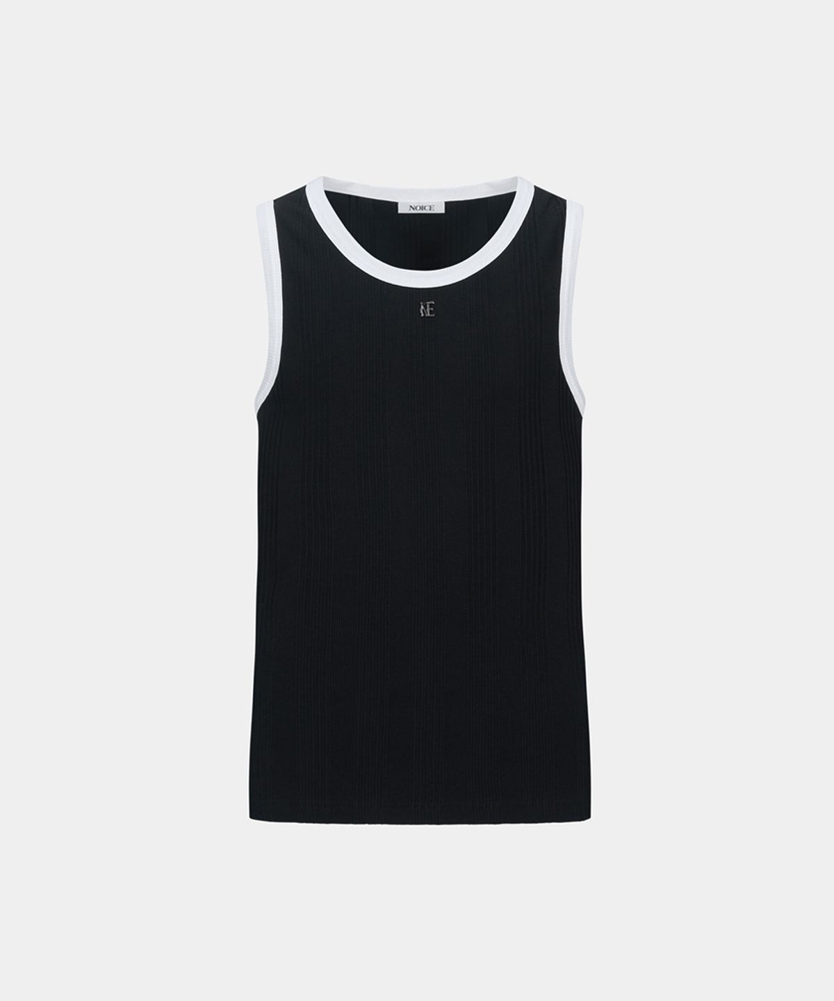 노이스(NOICE) COTTON RIBBED RINGER SLEEVELESS TOP - BLACK