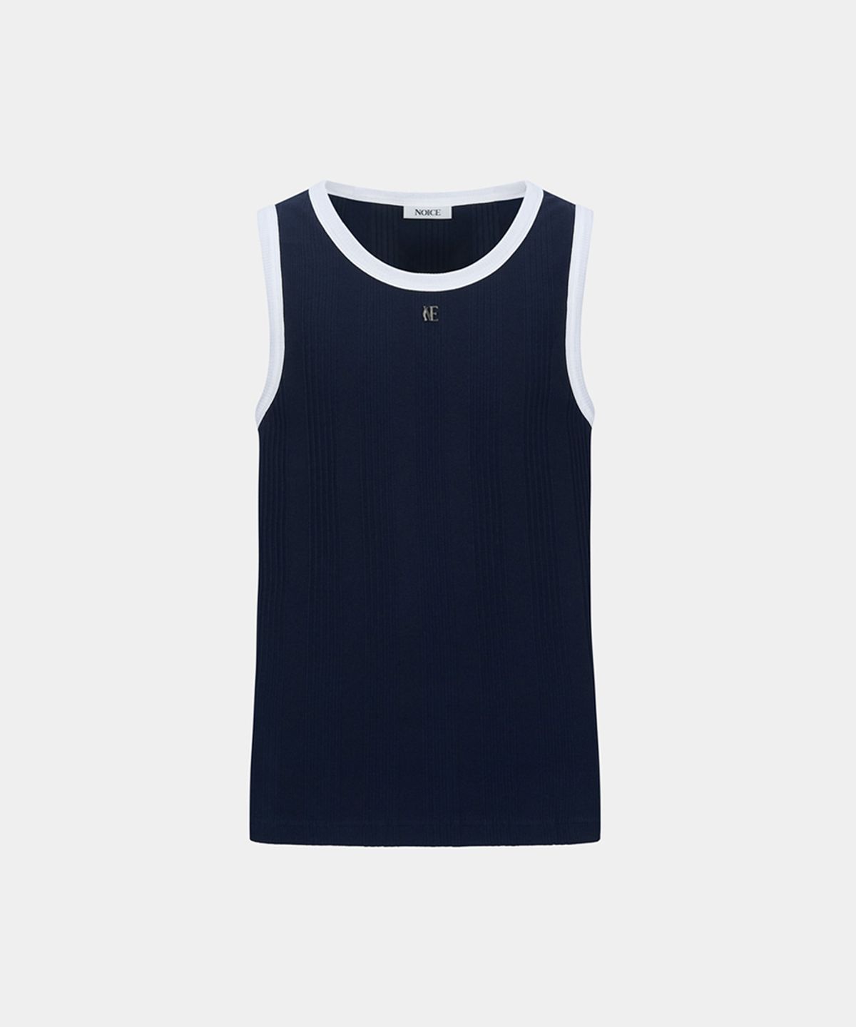 노이스(NOICE) COTTON RIBBED RINGER SLEEVELESS TOP - NAVY