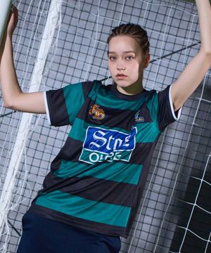 풋볼 트레이닝 스트라이프 숏슬리브 져지 블랙그린 GA6620 BK