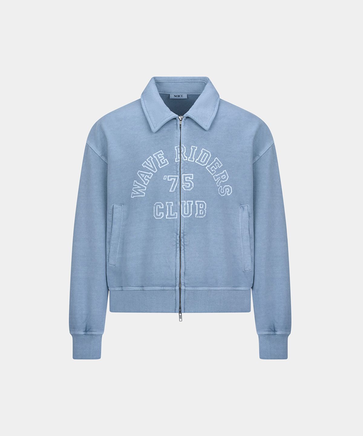 노이스(NOICE) WAVE RIDERS PIGMENT WASHED COLLAR ZIP-UP - BLUE GRAY