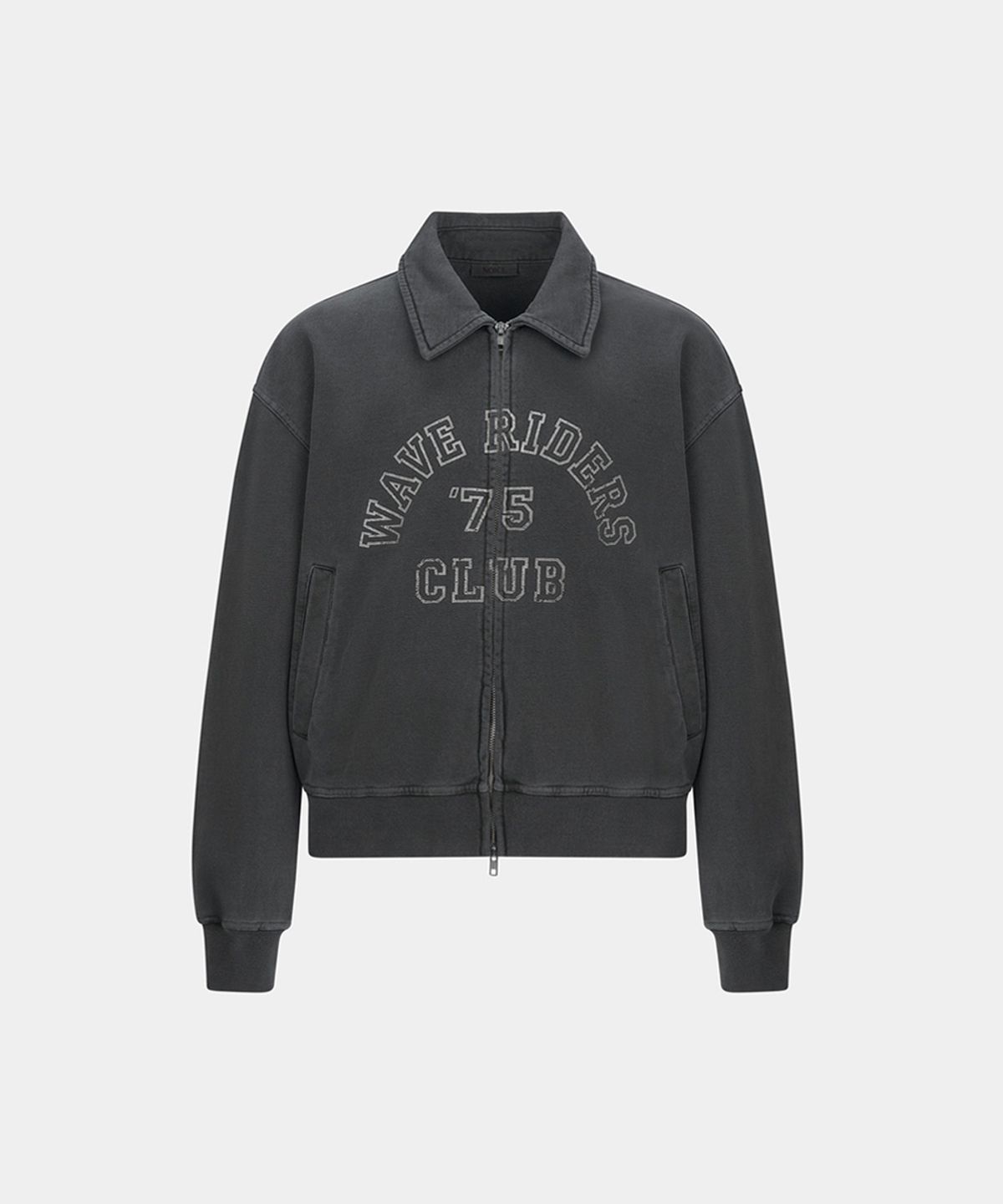 노이스(NOICE) WAVE RIDERS PIGMENT WASHED COLLAR ZIP-UP - CHARCOAL