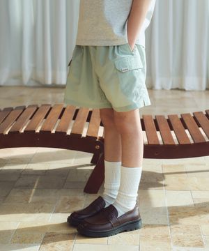 (K) 나일론 카고 쇼츠 그린