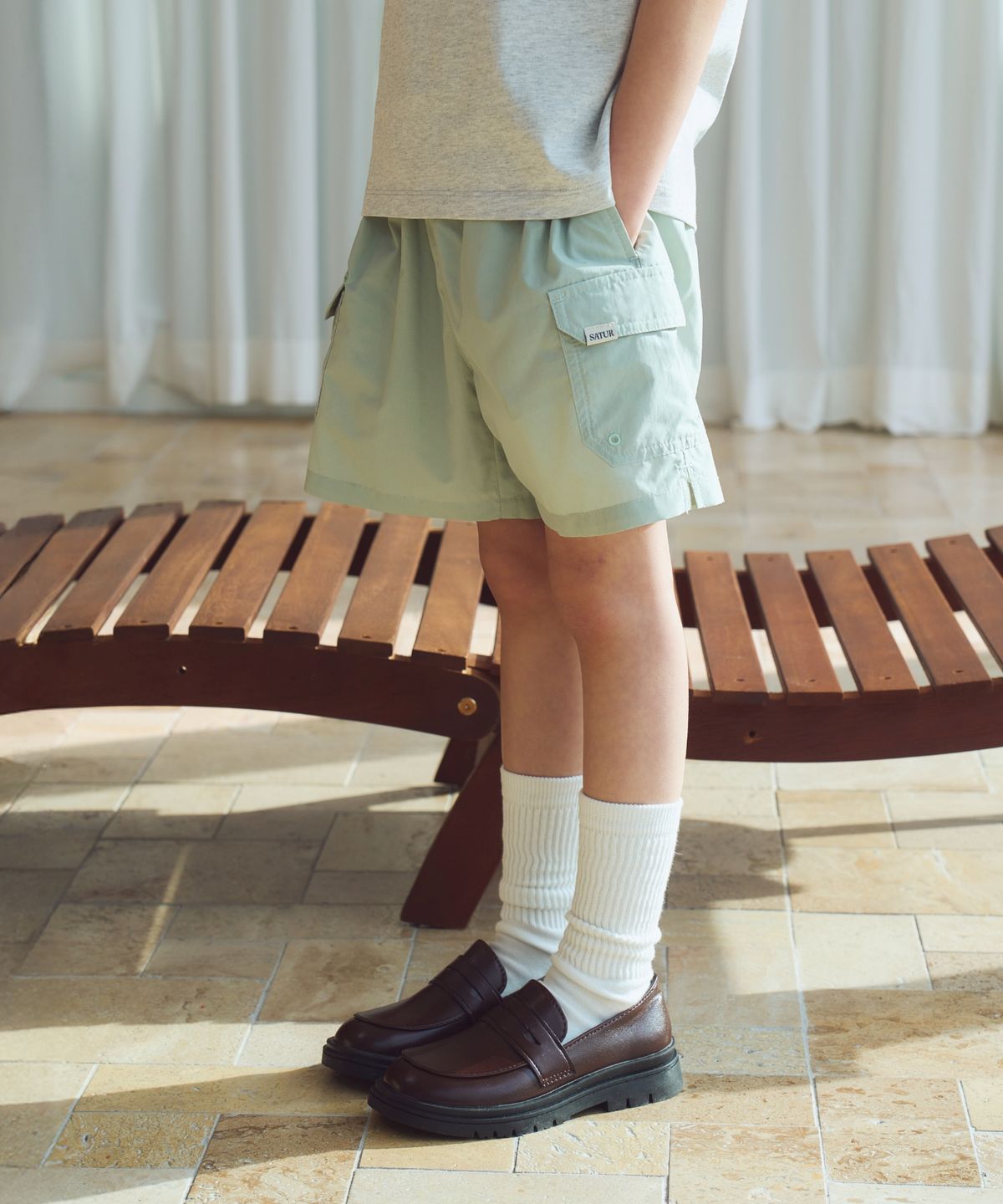 세터 키즈(SATUR KIDS) (K) 나일론 카고 쇼츠 그린