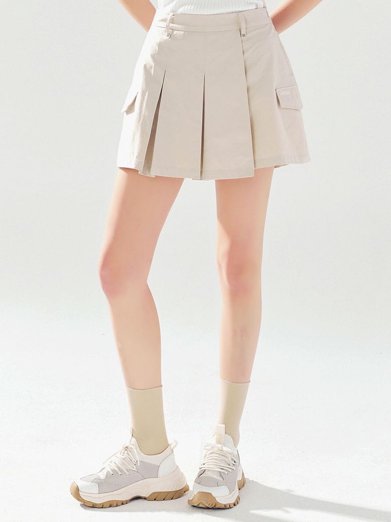 A라인 플랫 숏팬츠 BEIGE