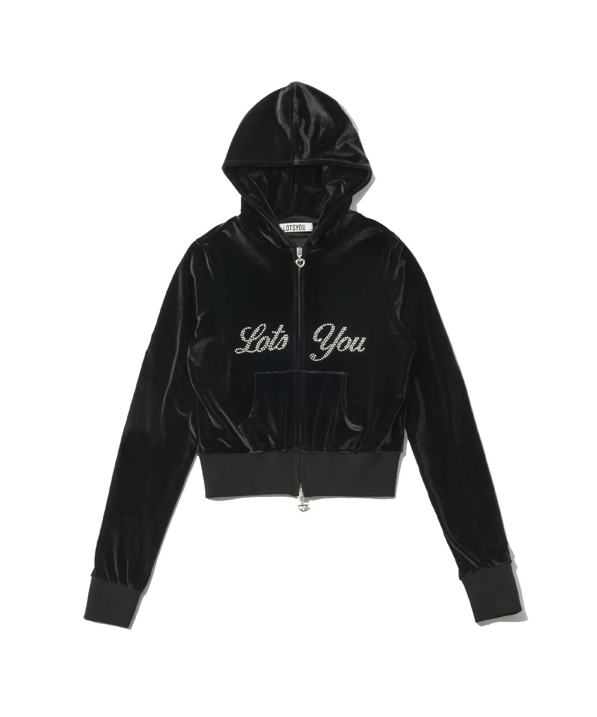 라츠유(LOTSYOU) LOTSYOU_Britney Velvet Zip-Up Hoodie Black