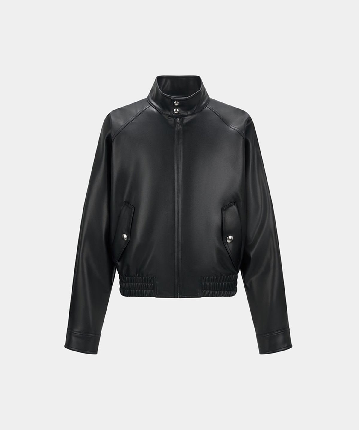 노이스(NOICE) HARRINGTON ENGLISH FAUX LEATHER BLOUSON - BLACK