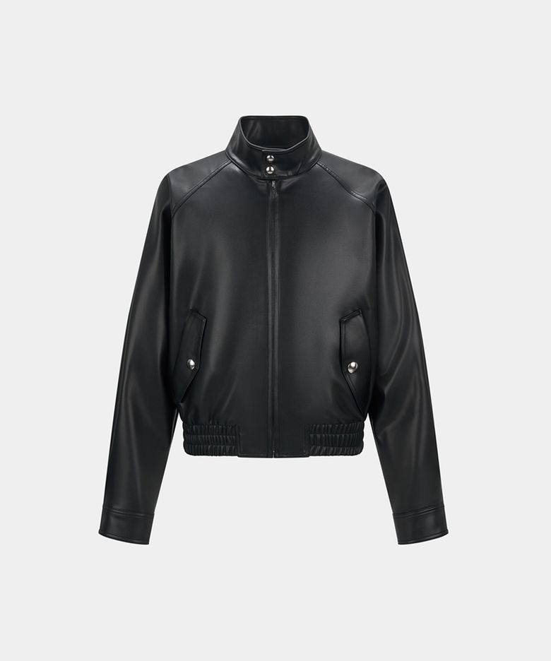 HARRINGTON ENGLISH FAUX LEATHER BLOUSON - BLACK