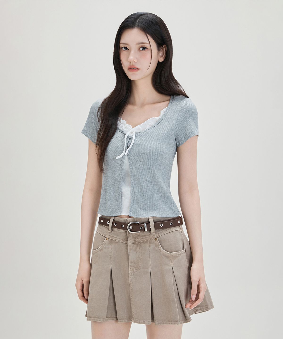 미쏘(MIXXO) 프릴 나시 레이어드 가디건 RE CMG32SS_MIWCMG32QS MIWCMG54QA