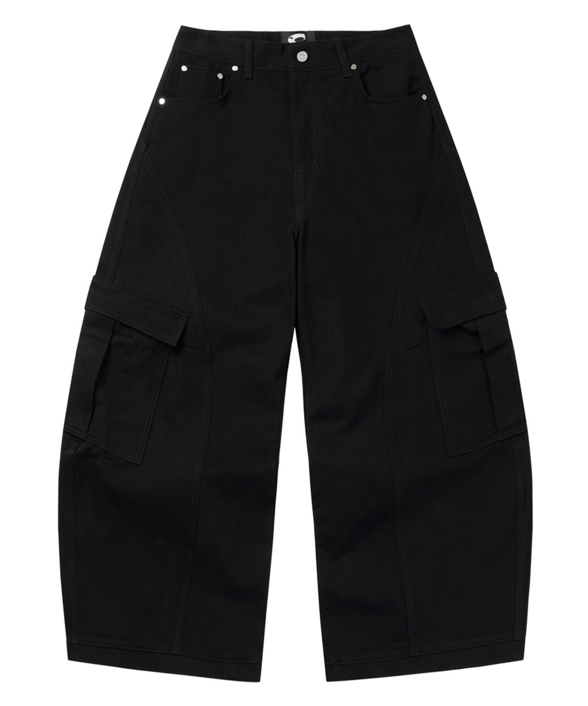 르렌느(LERENNE) Curved Cargo Pants - Black