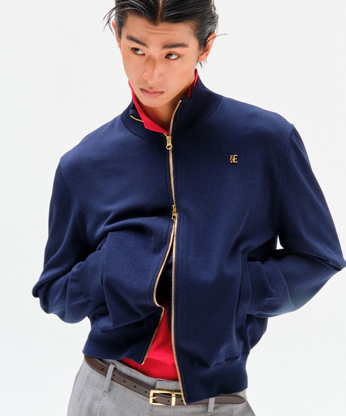 노이스(NOICE) KNIT ZIP-UP CARDIGAN - DARK NAVY