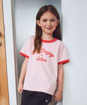 (K) 본 보야지 링거 반팔 티셔츠 핑크