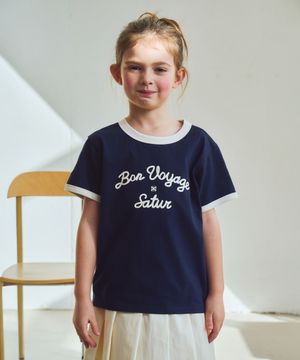 (K) 본 보야지 링거 반팔 티셔츠 네이비