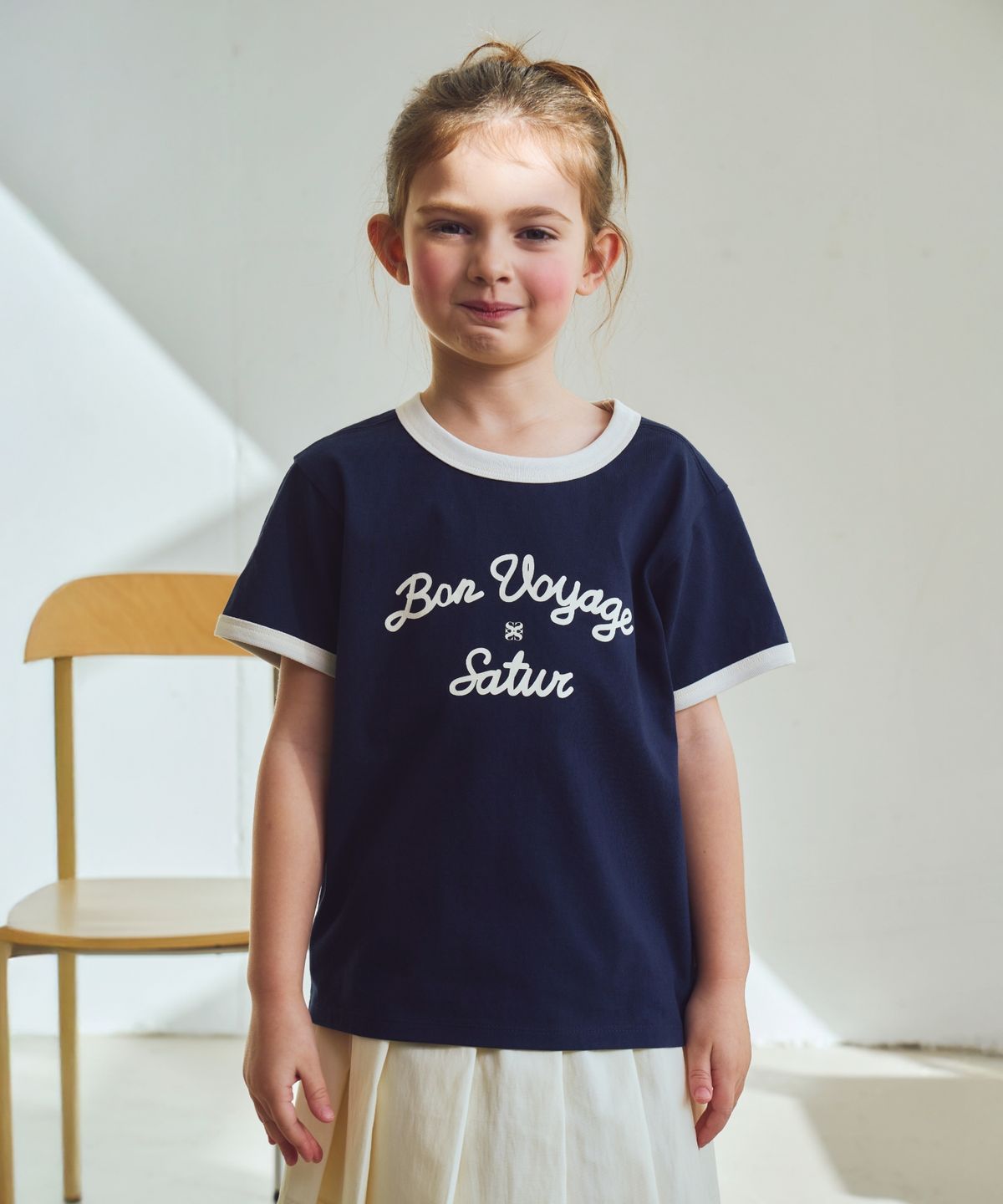 세터 키즈(SATUR KIDS) (K) 본 보야지 링거 반팔 티셔츠 네이비