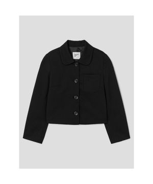 둥근 칼라넥 숏 재킷  블랙